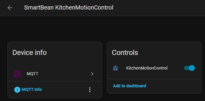 Bean device in Home Assistant