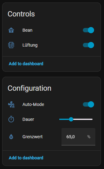 Bean device in Home Assistant